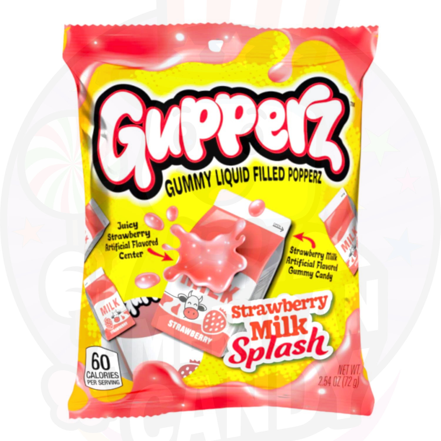 CANDY GUPPERZ 12 x 72 GR STRAWBERRY Milk Spash Peg Bag