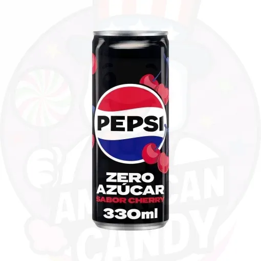 Pepsi zero Cherry Refresco de cola con cero azúcar y cero calorías 330 ml