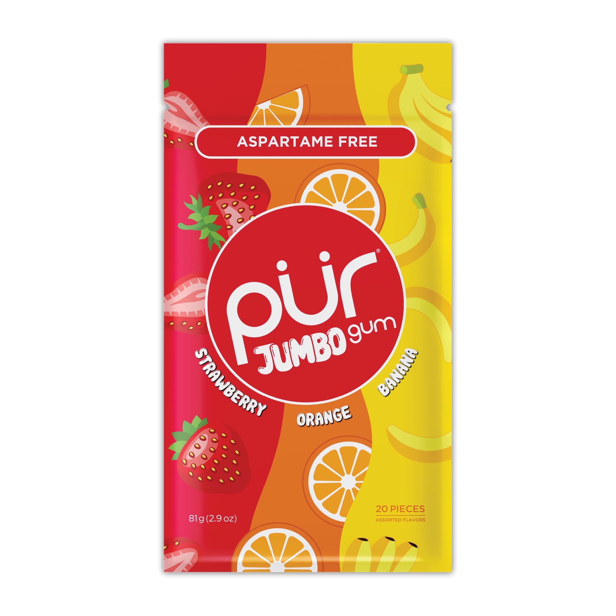 PUR Jumbo Gum  Strawberry Banana & Orange